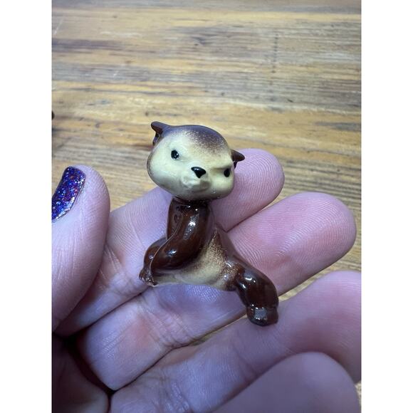 4 Vintage Hagen Renaker Miniature Angry Brown Bear Grumpy Papa Mini Cubs Family - Picture 6 of 7